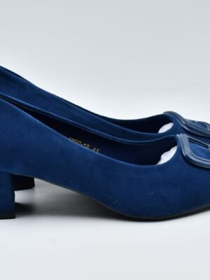 Ballerine à talon bleu nuit